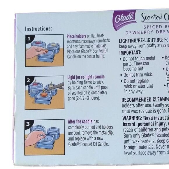 NEW DISCONTINUED Glade Oil Candle Trio Glass Holders Spiced Rose Dewberry Orchid - Picture 7 of 7